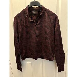 Spyder Active Shirt Womens Large Performance 1/4 Zip Long Sleeve Burgundy Camo